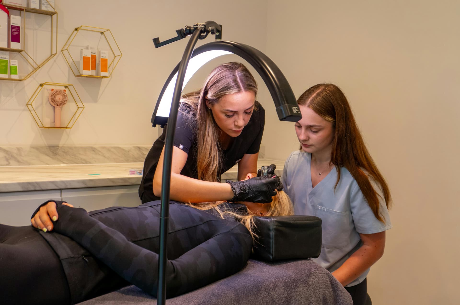 A cosmetic treatment in progress