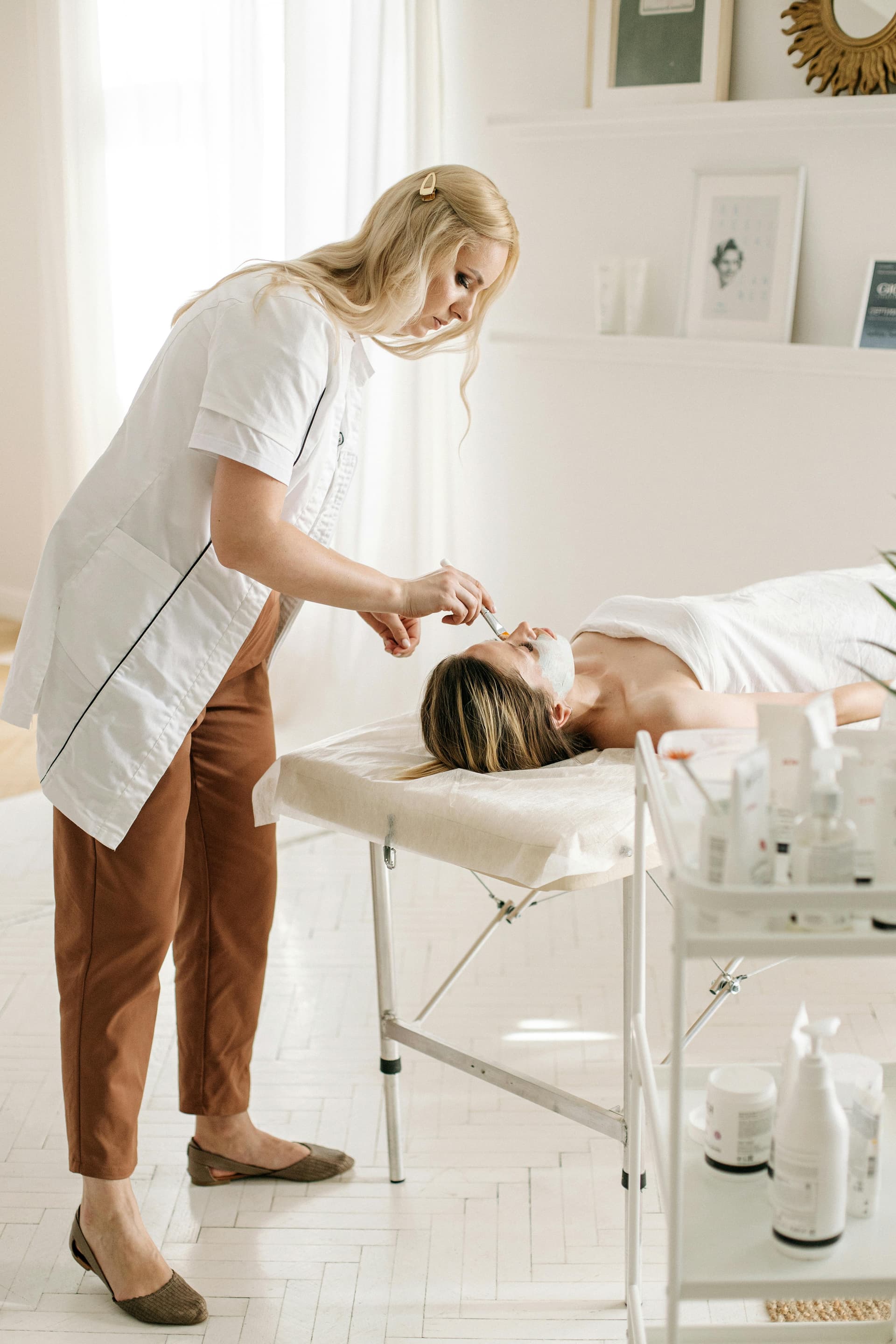 A facial treatment room setting