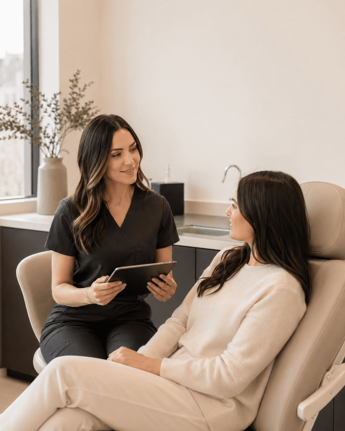 A calm medical aesthetics consultation